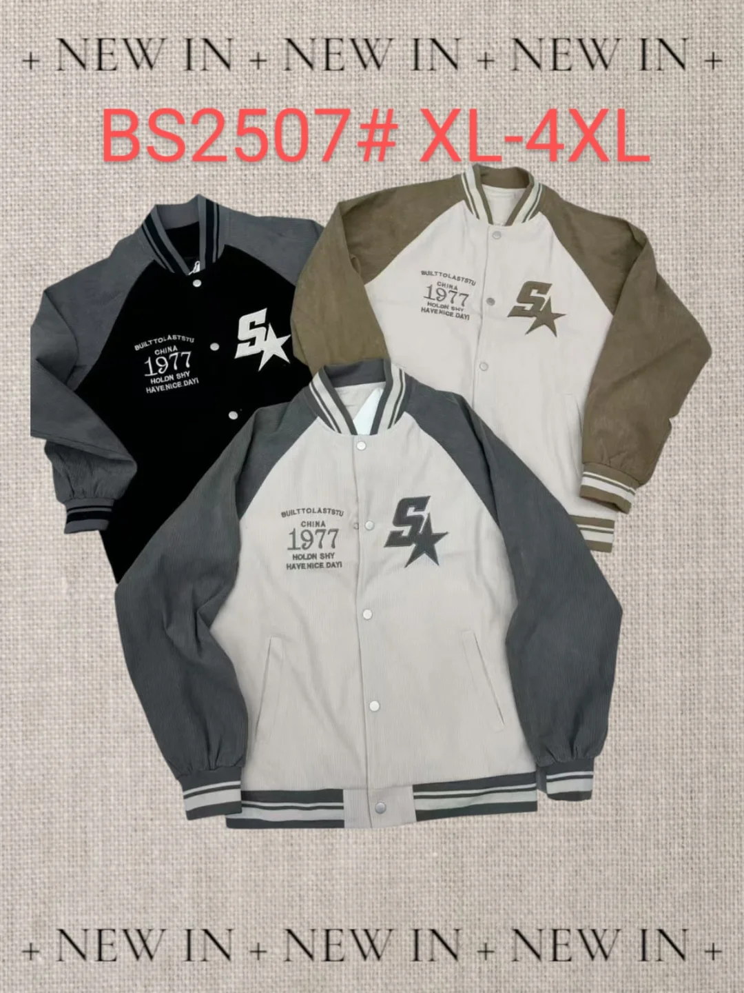 Jaket pria bahan korduroi baseball BS2507