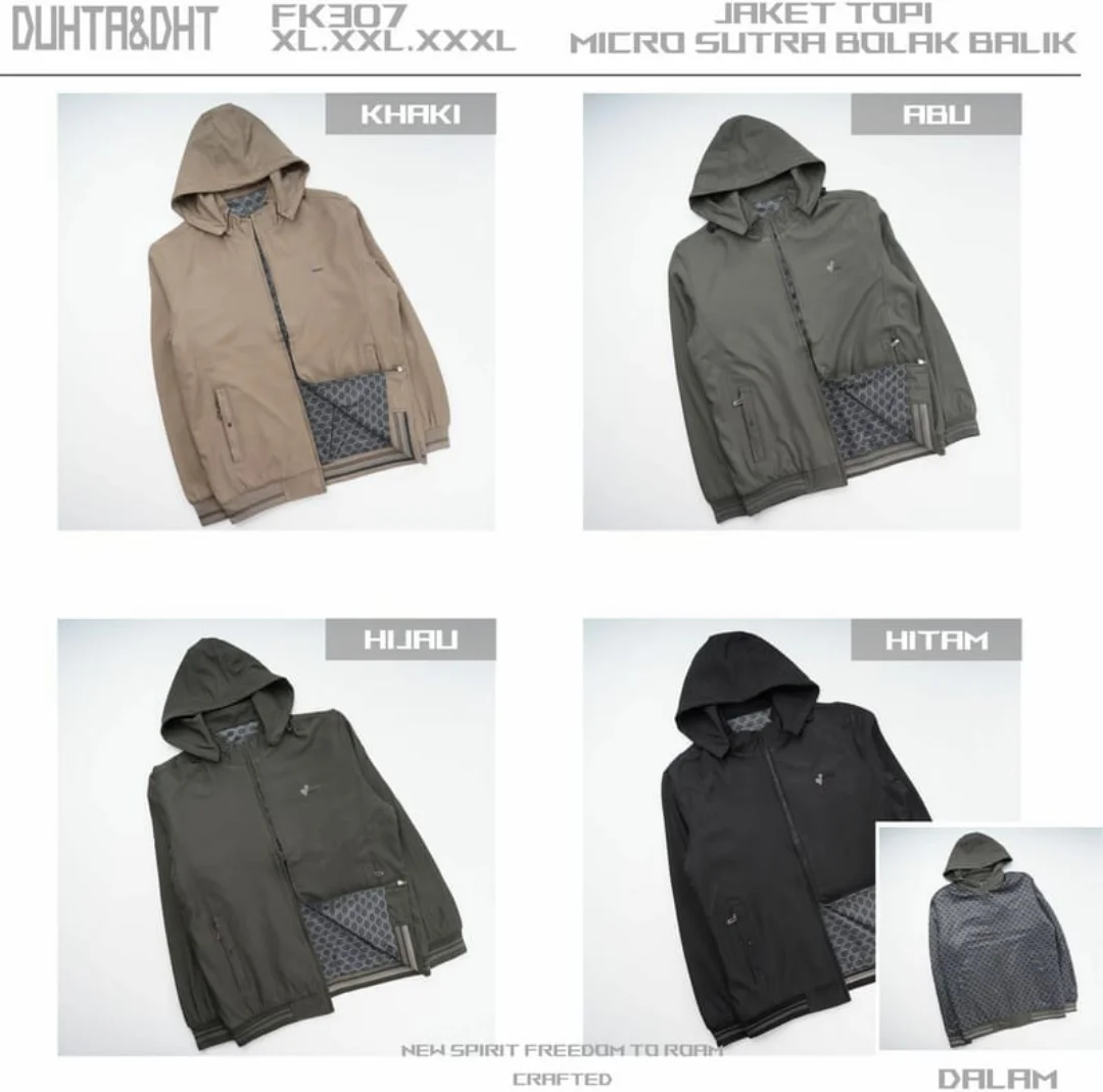 Jaket pria bahan katun bolak balik FK 307