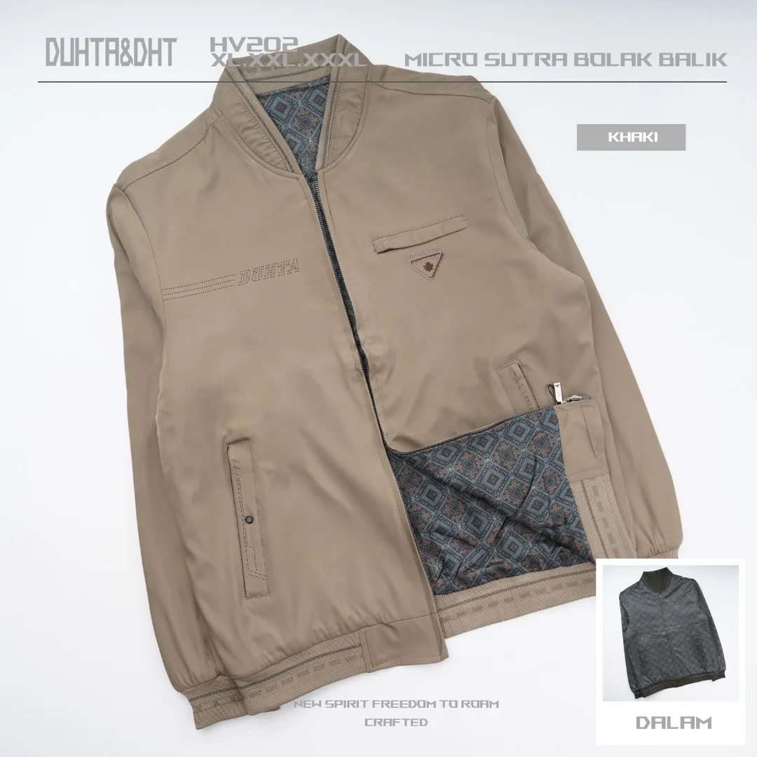 Jaket pria bahan katun bolak balik HV202 - Gambar 2