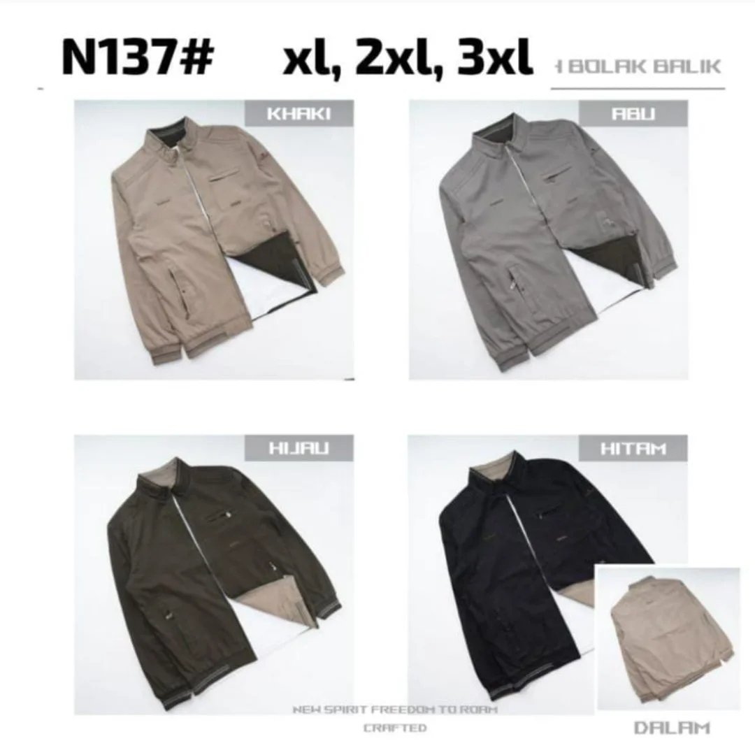 Jaket pria bahan katun bolak balik N137 k