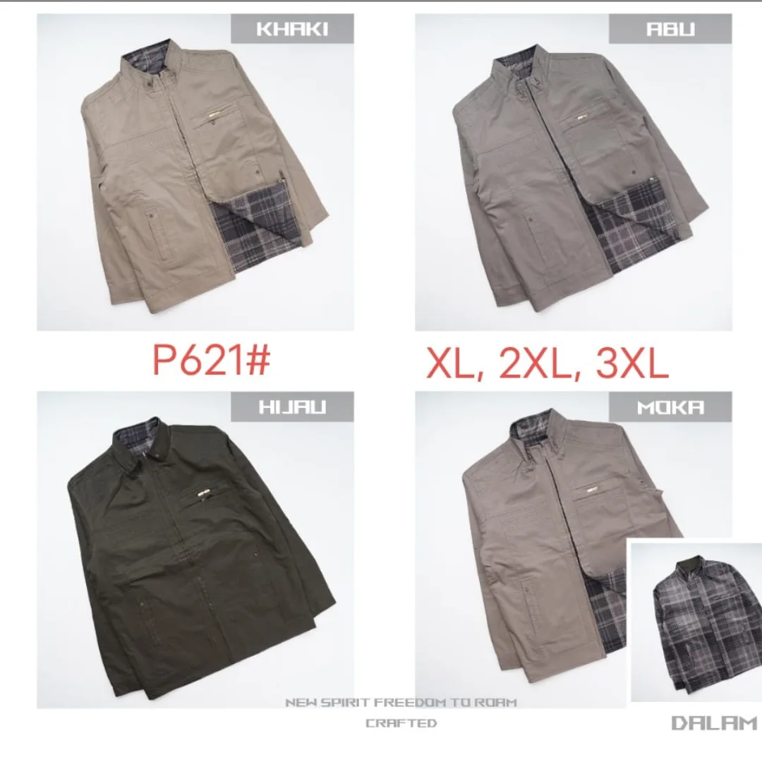 Jaket pria bahan katun bolak balik P621