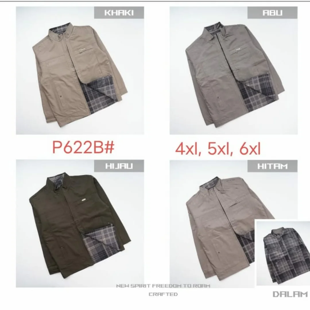 Jaket pria bahan katun bolak balik P622B