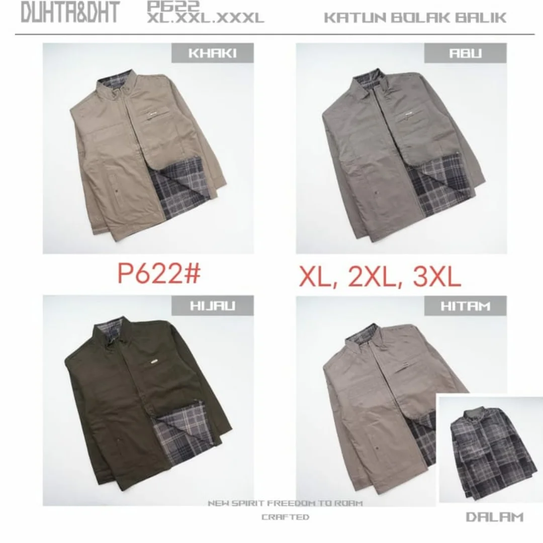 Jaket pria bahan katun bolak balik P622