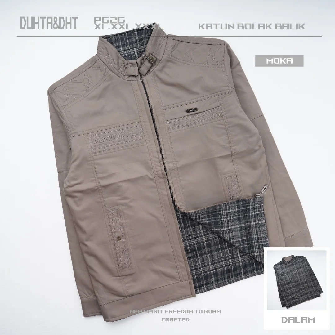 Jaket pria bahan katun bolak balik P626 - Gambar 8