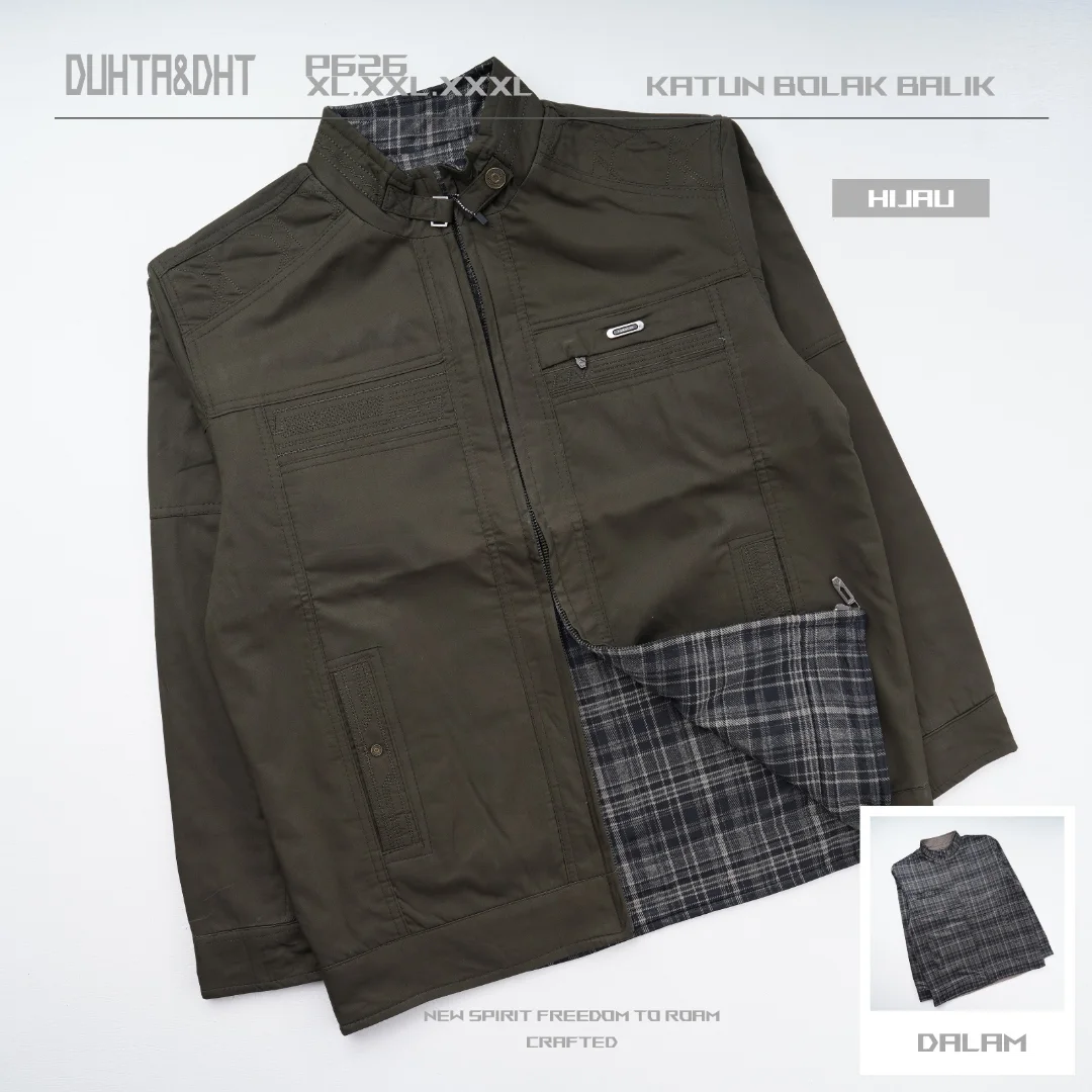 Jaket pria bahan katun bolak balik P626 - Gambar 6
