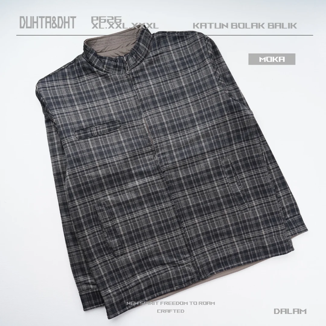 Jaket pria bahan katun bolak balik P626 - Gambar 4