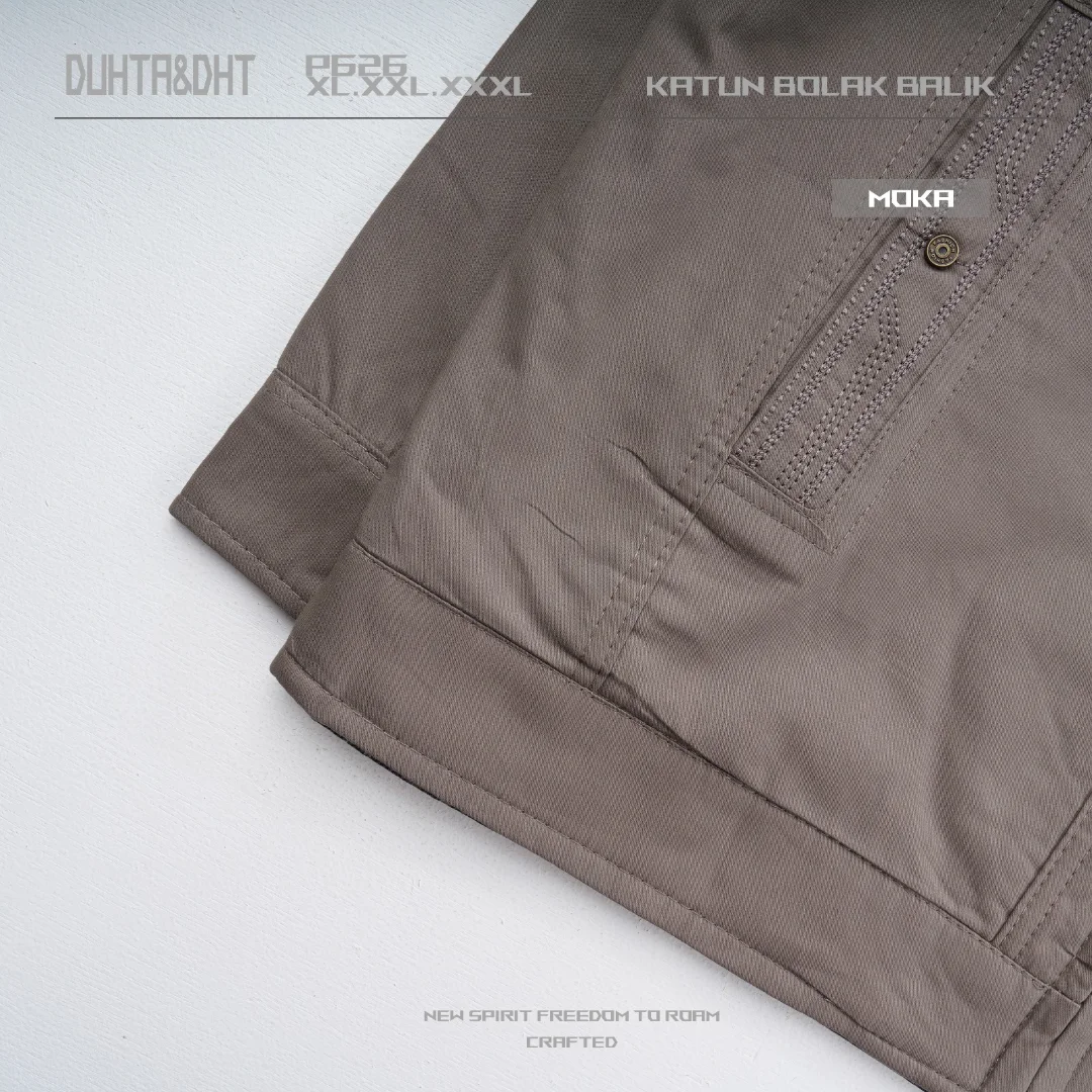 Jaket pria bahan katun bolak balik P626 - Gambar 3