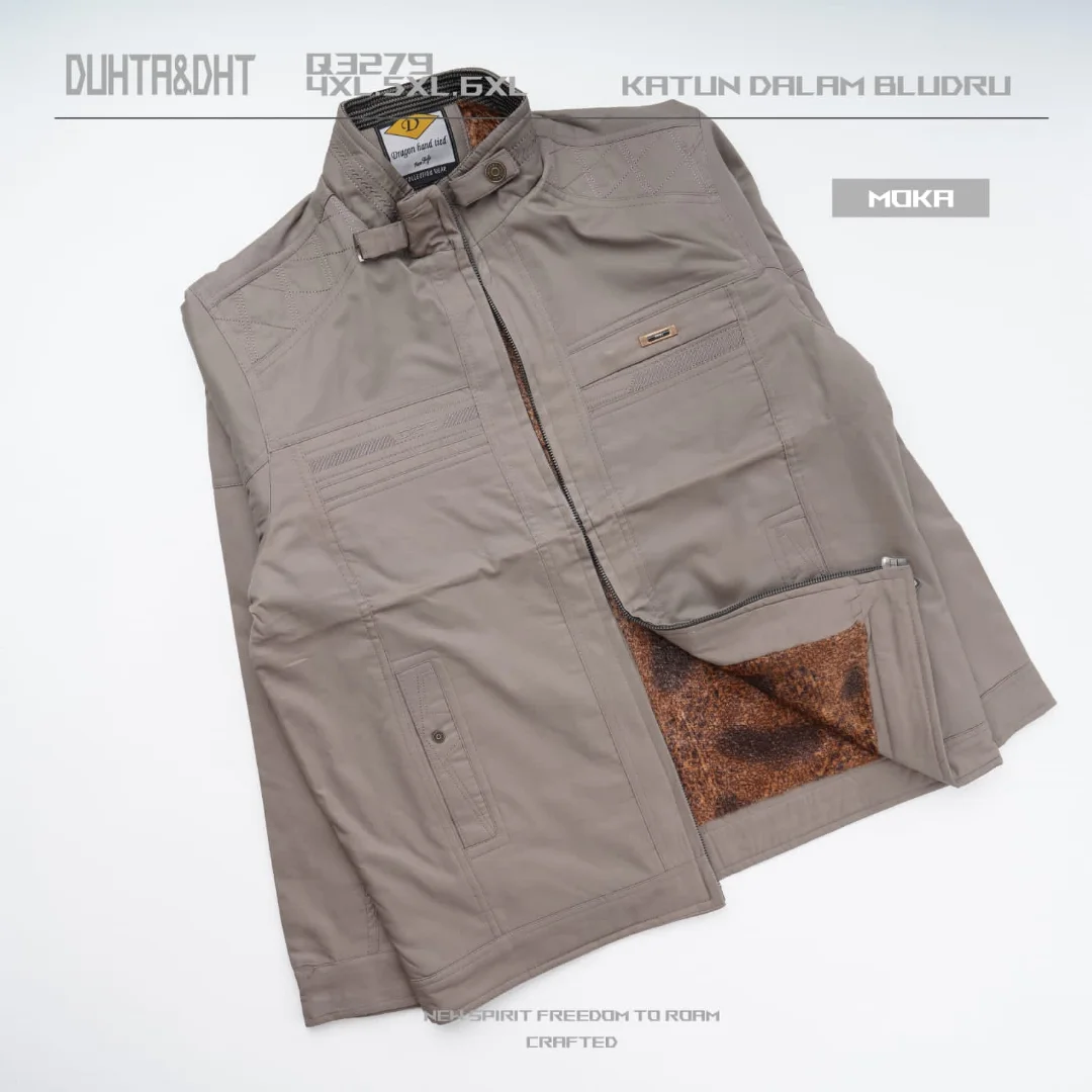 Jaket pria bahan kanvas dalam bulu Q3279 - Gambar 7