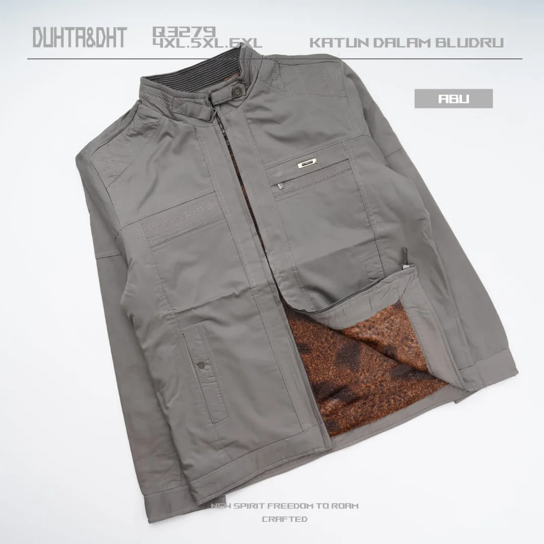 Jaket pria bahan kanvas dalam bulu Q3279 - Gambar 4