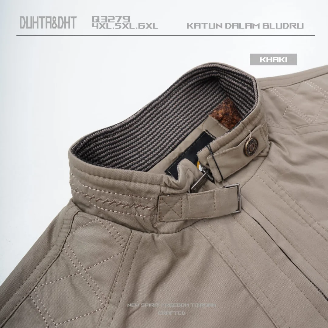 Jaket pria bahan kanvas dalam bulu Q3279 - Gambar 3