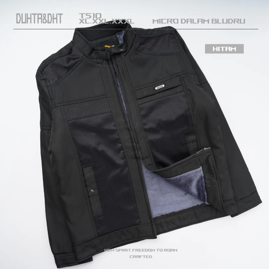 Jaket pria bahan kanvas dalam bulu T 510 - Gambar 2