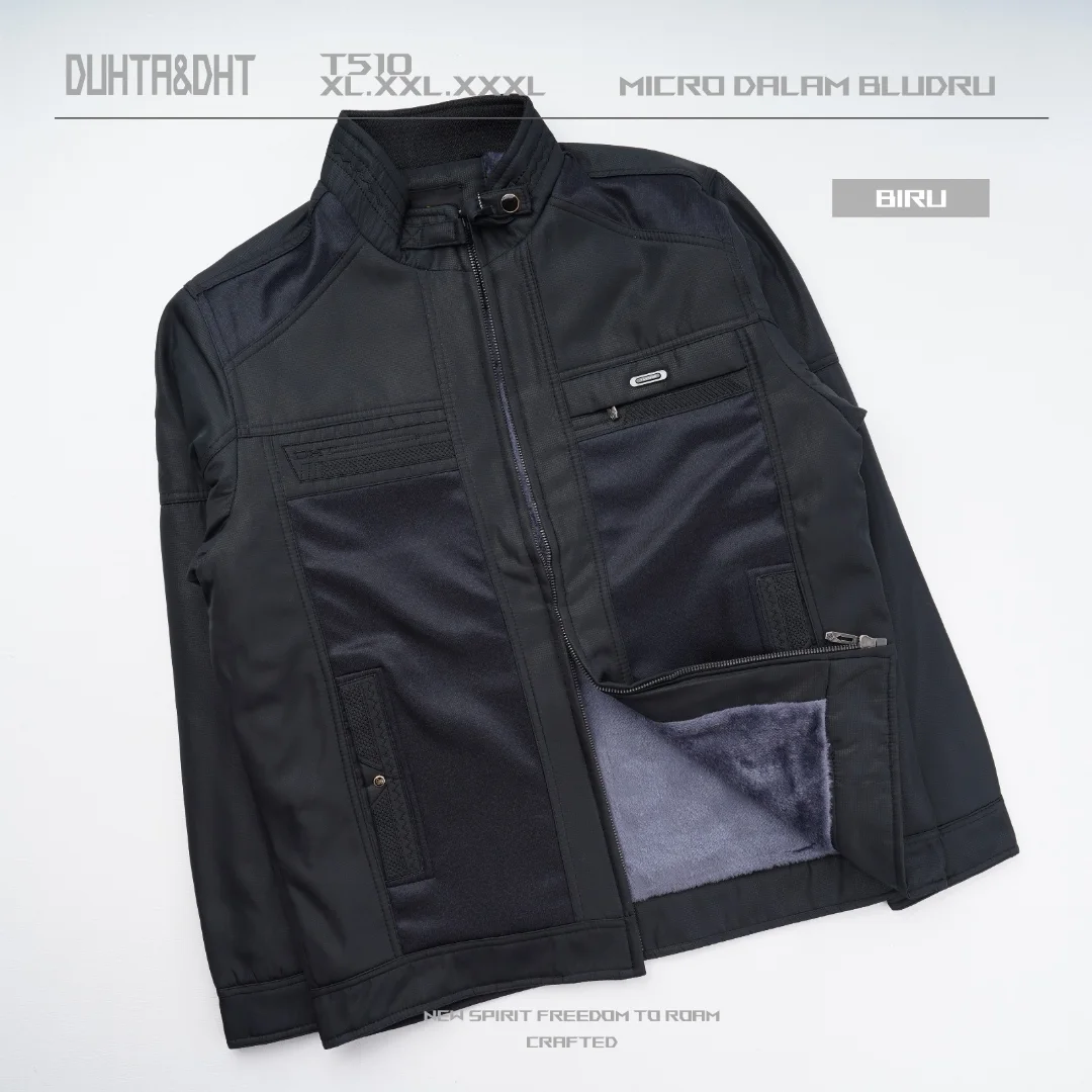 Jaket pria bahan kanvas dalam bulu T 510 - Gambar 4