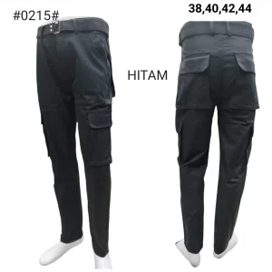 Celana pria Kanvas kargo khusus hitam jumbo 0215