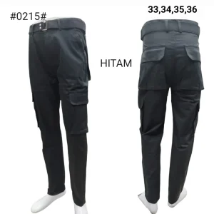 Celana pria Kanvas kargo khusus hitam 0215