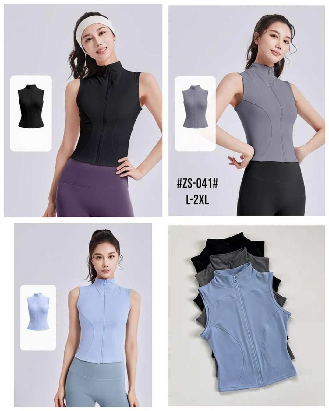 Kaos Ziper Singlet Sport Cewek Body Slim-041