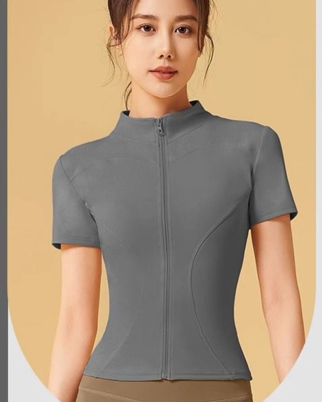 Kaos Ziper Sport Cewek Body Slim JYMW040