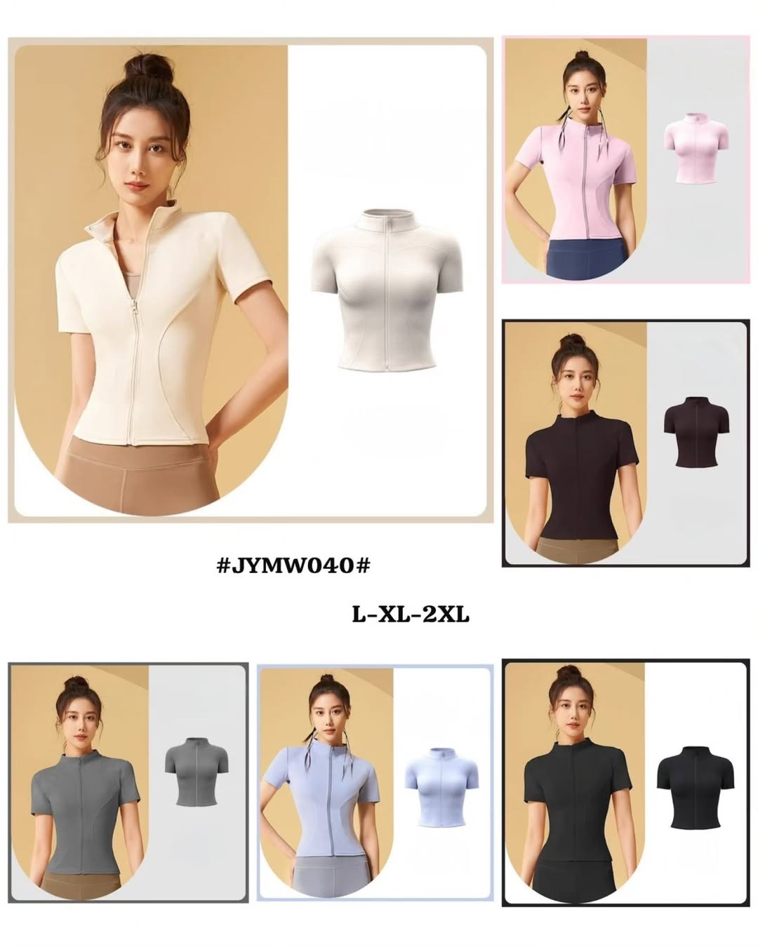 Kaos Ziper Sport Cewek Body Slim JYMW040