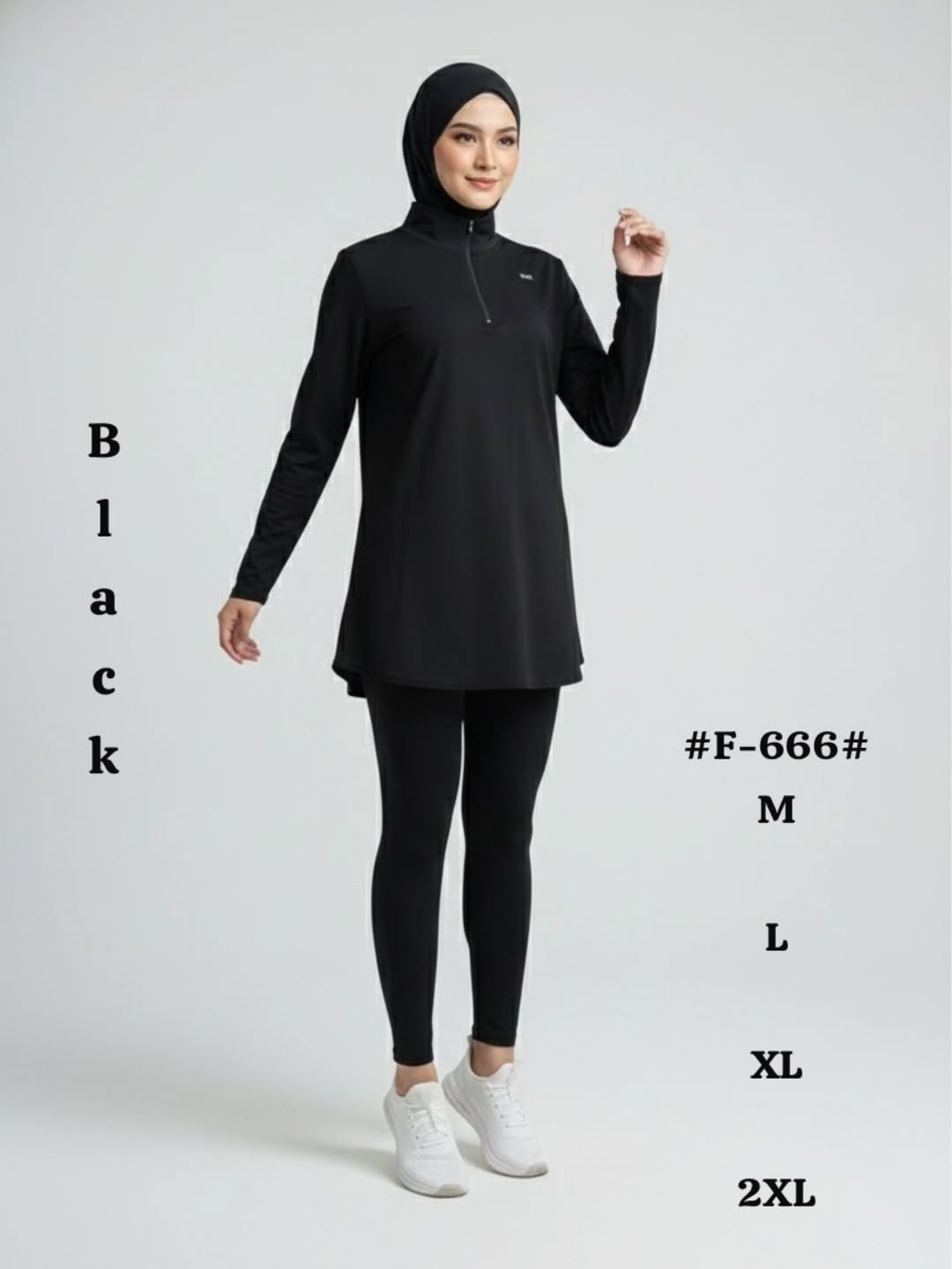 SET Sporty Muslim Women F666 BLACK