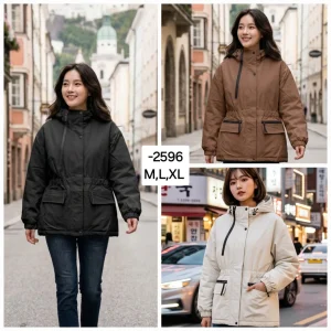 Jaket wanita bahan kanvas dalam parasut 2596
