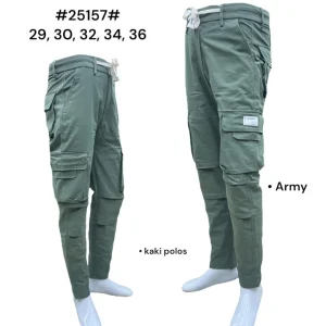 Celana pria berbahan kanvas khusus warna 25157 ARMY