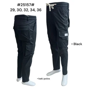 Celana pria bahan kanvas khusus warna 25157 - Hitam