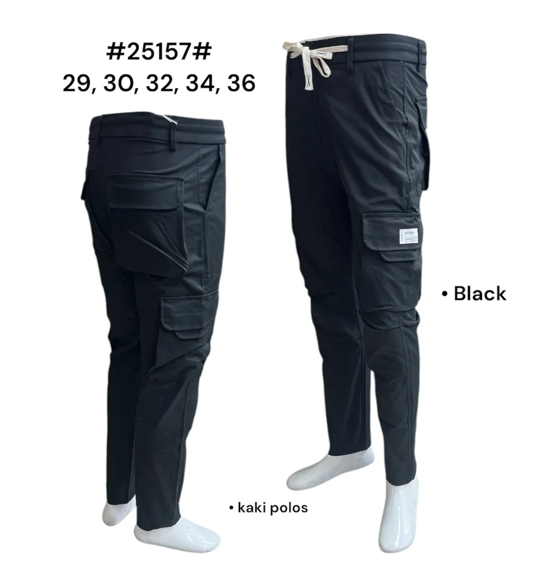 Celana pria bahan kanvas khusus warna 25157 - Hitam