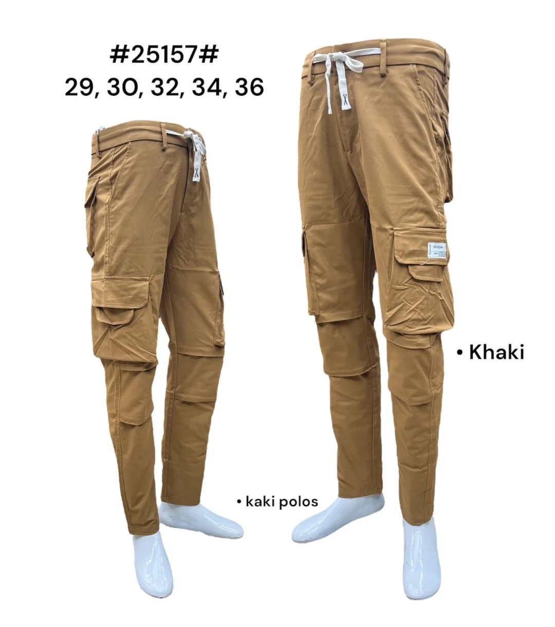 Celana pria berbahan kanvas khusus warna 25157 - Khaki