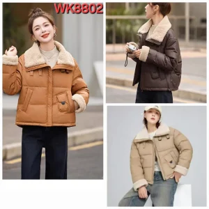 Jaket wanita Bahan Parasut Kembung Leher Bulu WK 8802
