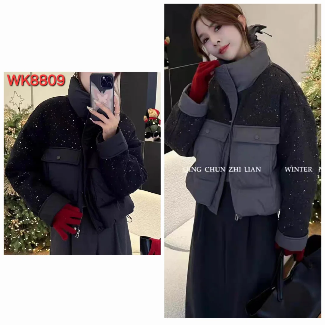 Jaket wanita bahan parasut kombinasi bludru WK 8809